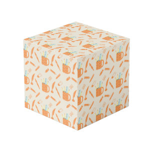 orange writing tools -cream backgroung pattern cube