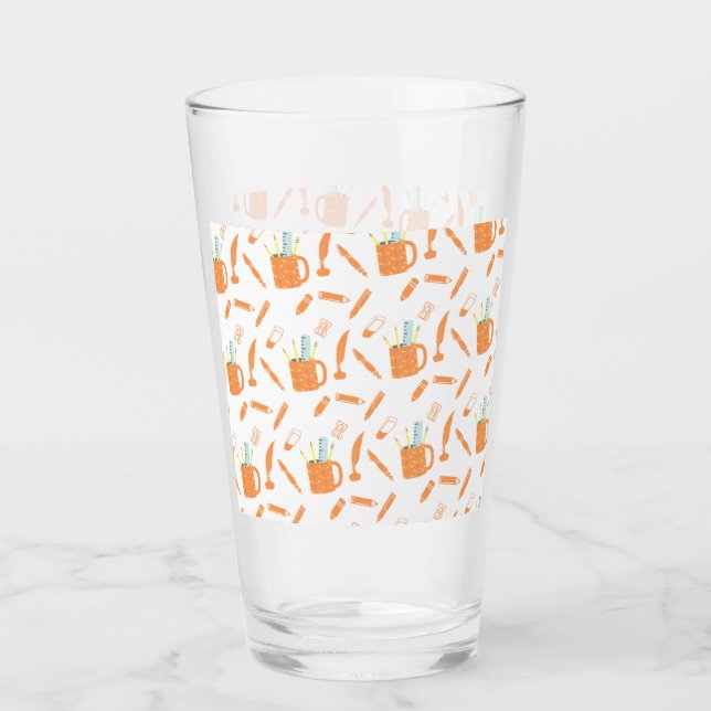 orange writing tools -white backgroung pattern glass (Front)