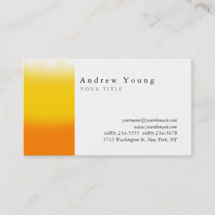 Orange Yelllow White Professional Business Card