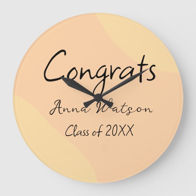 Orange yellow abstract graduate congrats add name  large clock (Front)