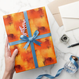 Orange & Yellow Abstract Paint  Wrapping Paper