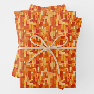 Orange / Yellow Abstract Squares & Rectangles Wrapping Paper Sheet