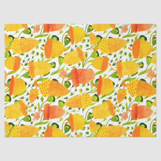 Orange & Yellow Acorns Seamless Pattern Tissue Paper (Front)