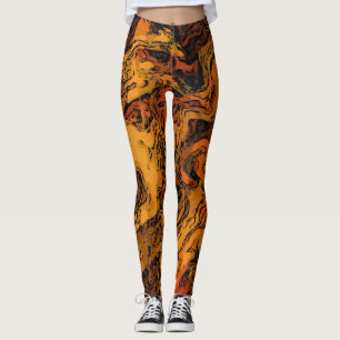 Orange, Yellow and Black Abstract  Leggings