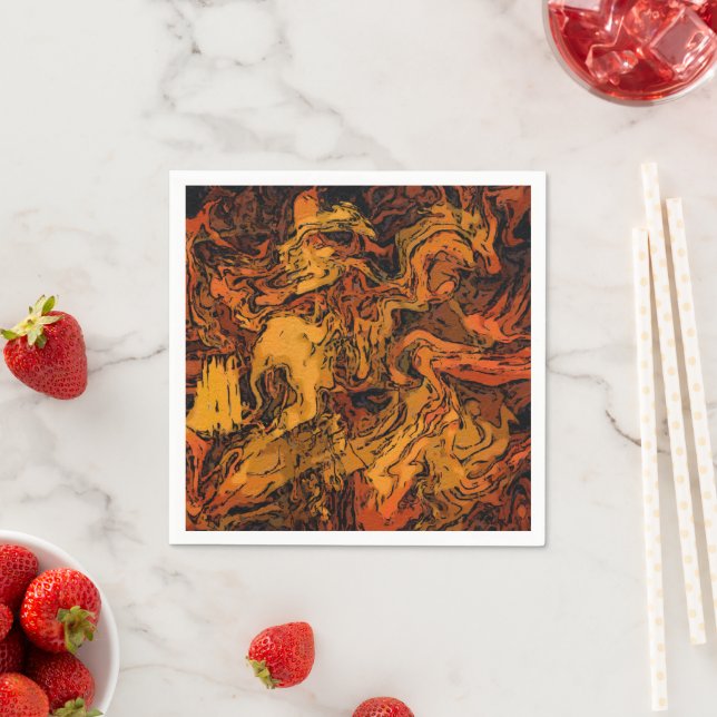 Orange, Yellow and Black Abstract  Napkin (Insitu)