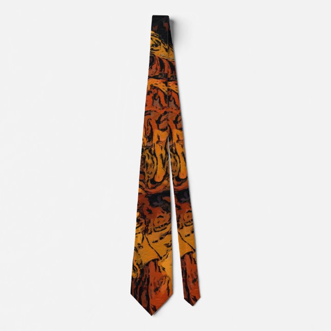 Orange, Yellow and Black Abstract Tie (Front)
