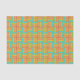 Orange Yellow And Turquoise Woven Patterned Tissue Paper