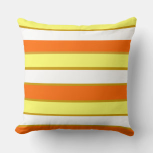 Orange, Yellow and White Stripes Cushion