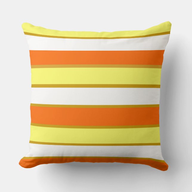 Orange, Yellow and White Stripes Cushion (Front)