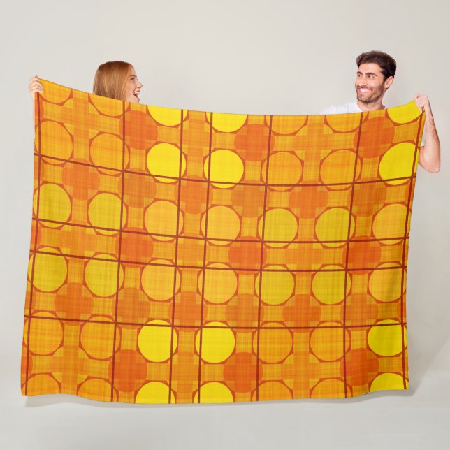 ORANGE YELLOW AUTUMN PLAID PATTERN FLEECE BLANKET (In Situ)