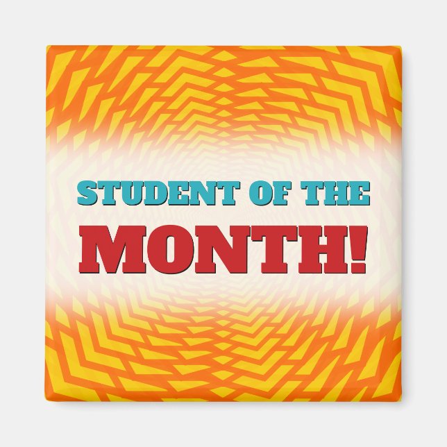 Orange & Yellow Background "STUDENT OF THE MONTH!" Magnet (Front)