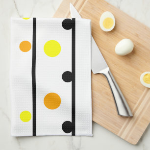 Orange Yellow Black Polka Dots Tea Towel