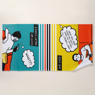 orange yellow blue Honey Do Rugged Geek Comics Beach Towel
