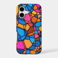 Orange Yellow Blue Pink Brown Mosaic Art Pattern