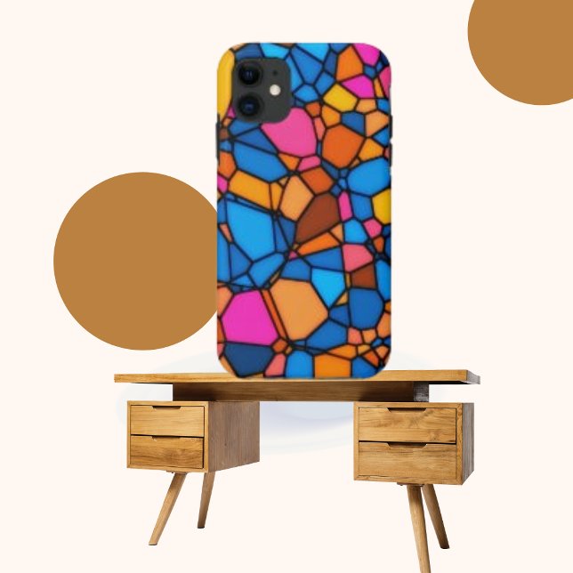 Orange Yellow Blue Pink Brown Mosaic Art Pattern Case-Mate iPhone Case (Creator Uploaded)