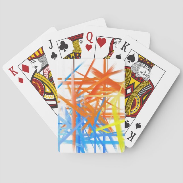 Orange Yellow Blue Retro Abstract Painting Playing Cards (Back)