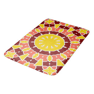 Orange Yellow Bold Geometric Mandala Bath Mat