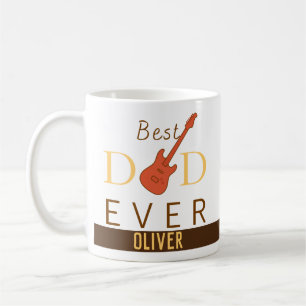 Orange Yellow Brown Best Dad Ever Music Guitar Coffee Mug