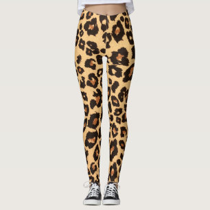 Orange Yellow Brown Black Leopard Animal Print Leggings