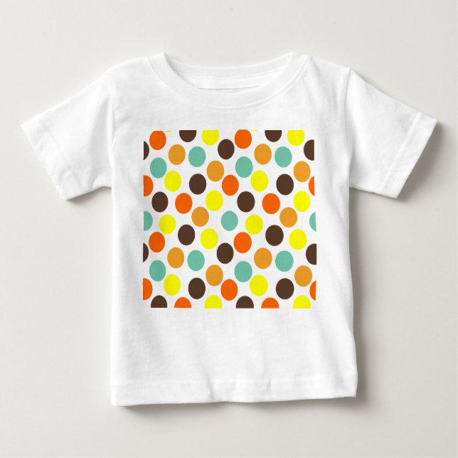 Orange, Yellow, Brown, Blue Dots  Baby T-Shirt (Front)