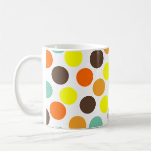 Orange, Yellow, Brown, Blue Dots Coffee Mug
