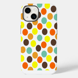 Orange, Yellow, Brown, Blue Dots iPhone 14 Case