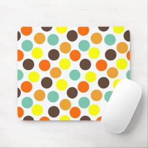 Orange, Yellow, Brown, Blue Dots  Mouse Pad