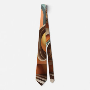 Orange yellow brown retro abstract modern pattern tie