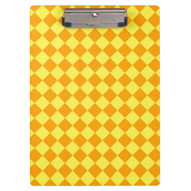 Orange Yellow Chequered Diamond Pattern  Clipboard (Front)