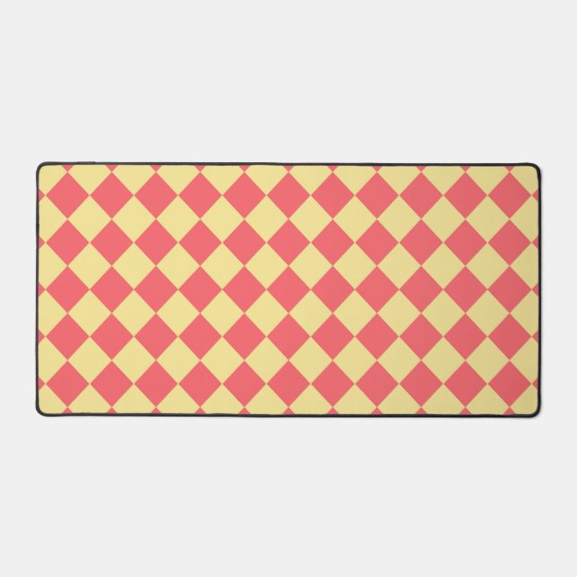 Orange Yellow Chequered Diamond Pattern  Desk Mat (Front)