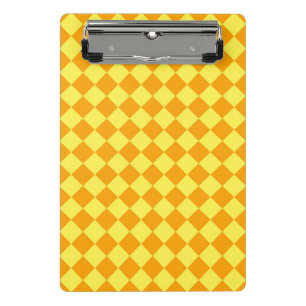 Orange Yellow Chequered Diamond Pattern Mini Clipboard