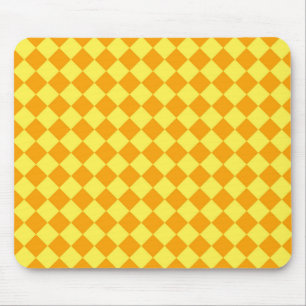 Orange Yellow Chequered Diamond Pattern Mouse Pad