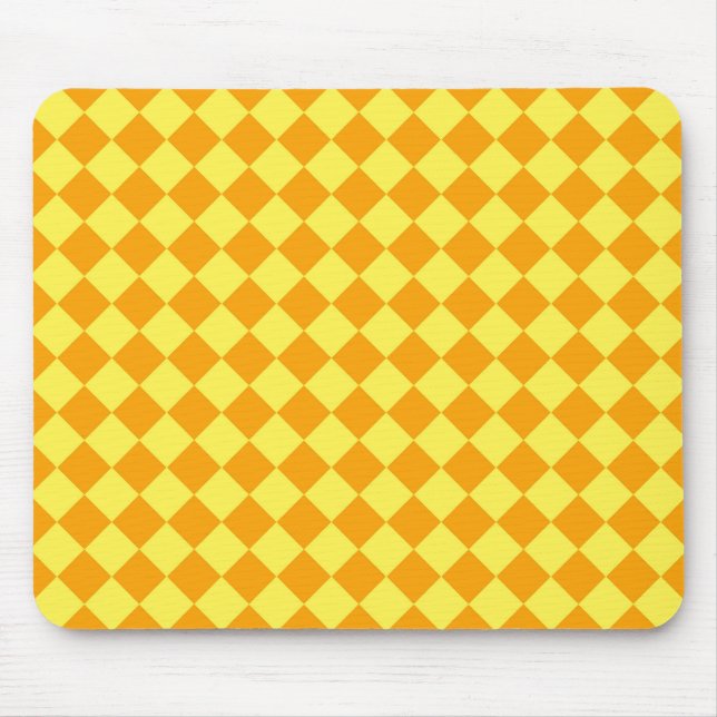 Orange Yellow Chequered Diamond Pattern  Mouse Pad (Front)