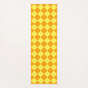 Orange Yellow Chequered Diamond Pattern Yoga Mat