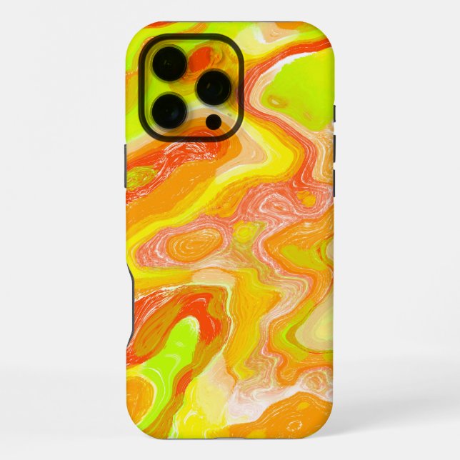 Orange Yellow Colourful Topography Abstract Marble iPhone Case (Back)