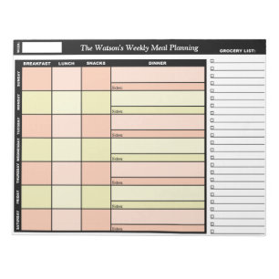 Orange Yellow Custom Weekly Meal Planning Notepad