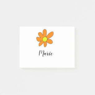 Orange yellow Daisy abstract add name text female Post-it Notes