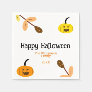 Orange yellow fall happy halloween add family n napkin