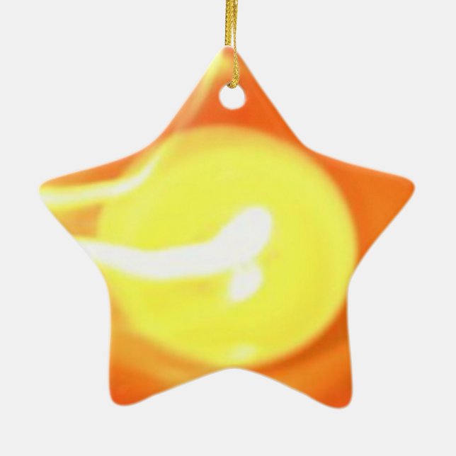 Orange Yellow Flame Candle Light, Art Ceramic Tree Decoration (Back)