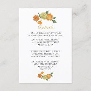 orange yellow flowers green leaves details enclosure card