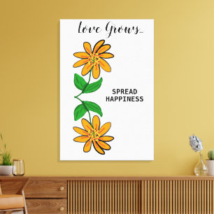 Orange Yellow Flowers Love Grows Canvas Print