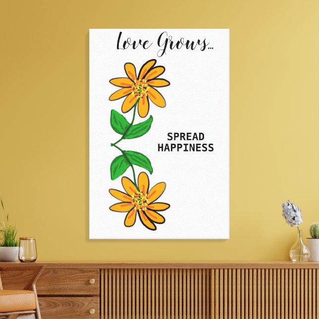 Orange Yellow Flowers Love Grows Canvas Print (Insitu(LivingRoom))