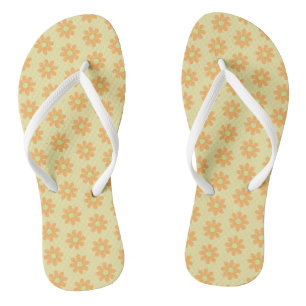 Orange Yellow Flowers Pink Polka Dots FlipFlops