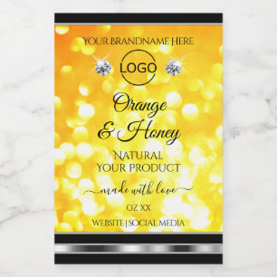 Orange Yellow Glitter Product Labels Diamonds Logo