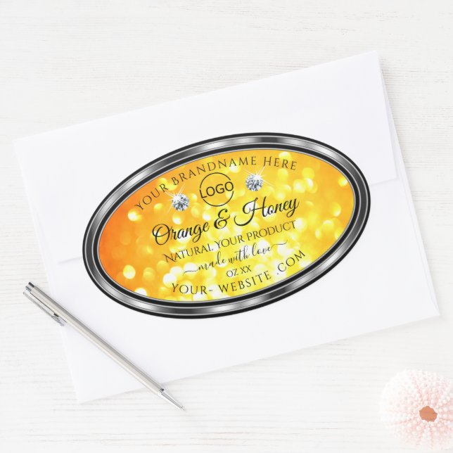 Orange Yellow Glitter Product Labels Diamonds Logo (Envelope)