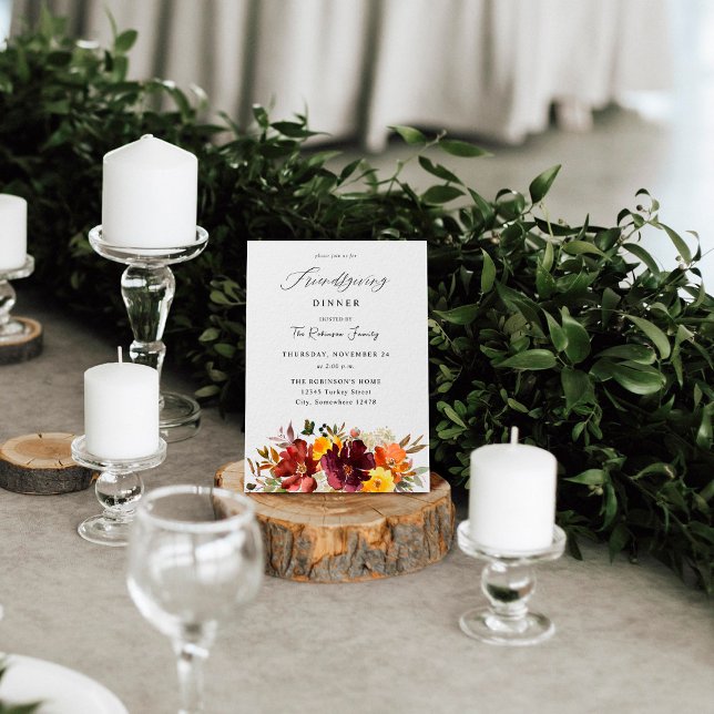 Orange & Yellow Gold Fall Floral Friendsgiving Invitation (Creator Uploaded)