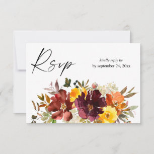 Orange & Yellow Gold Floral with Meal RSVP Card