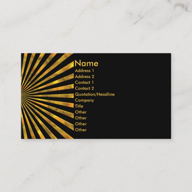 Orange/Yellow/Gold Light Beams Business Card (Front)