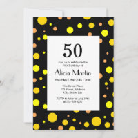 Orange Yellow Gold Polka Dot Black 50th Birthday