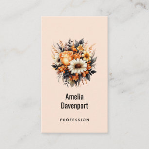 Orange Yellow Gray Flower Bouquet Business Card
